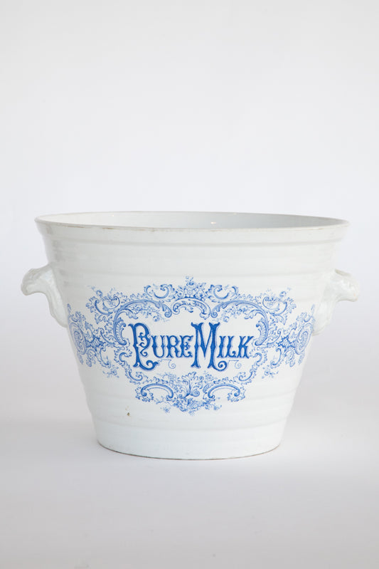 "Pure Milk" Ironstone Dairy Pail ~Rare~