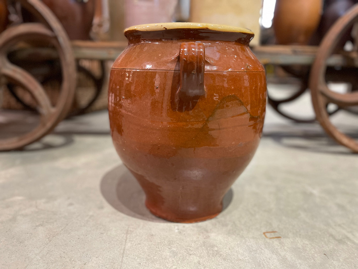 Glazed Confit Pot XL 2 Handles - Brown - The White Barn Antiques